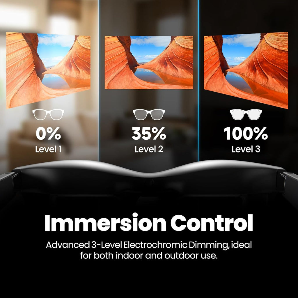AR Glasses and Adapter Bundle with Electrochromic Dimming, 120Hz 130" Display B4545