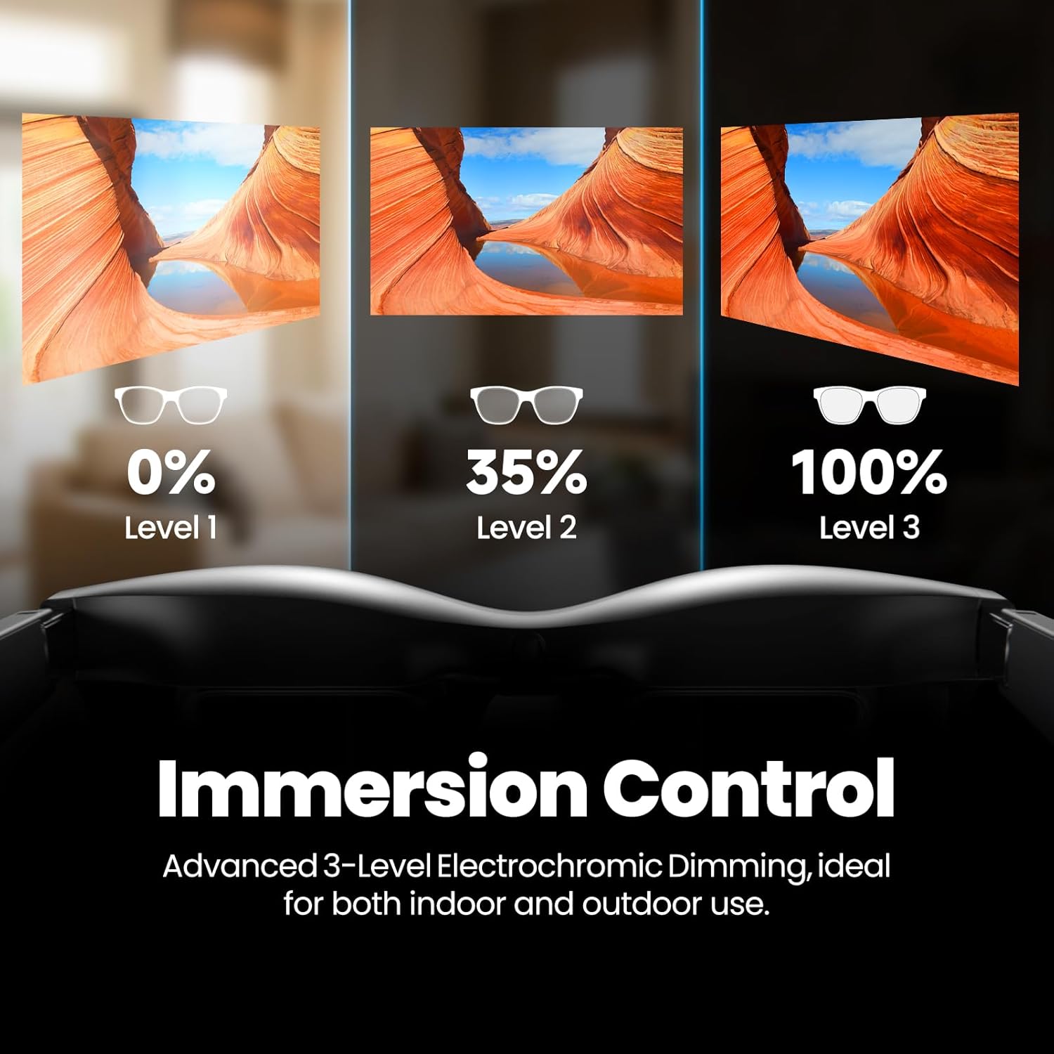 AR Glasses and Adapter Bundle with Electrochromic Dimming, 120Hz 130" Display B4545