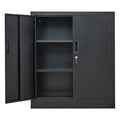 Locking Metal Storage Cabinet with Shelves and Doors, Black I112889