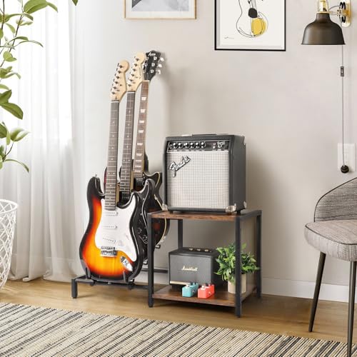 Guitar Rack, 3-Piece Floor Stand with Amp Support, Adjustable Holder for Multiple Instruments H140