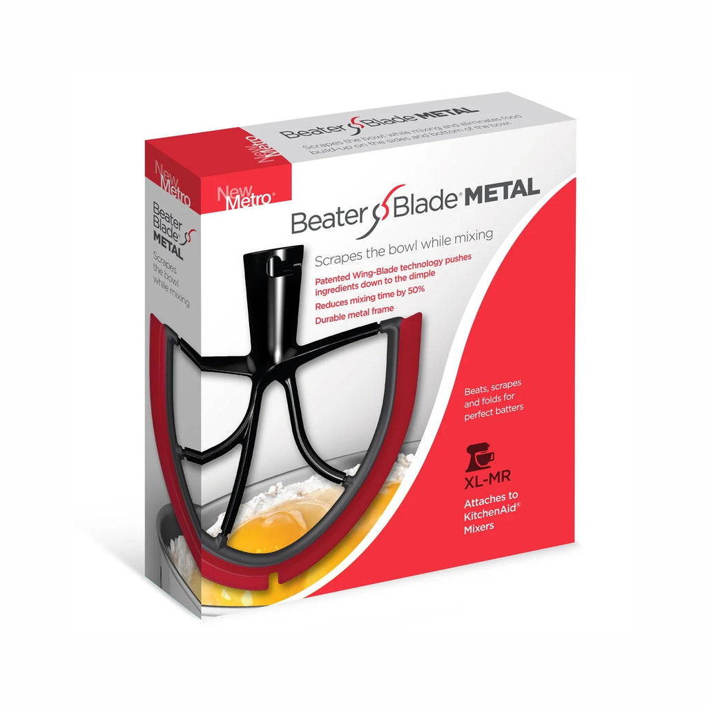 New Metro Design XL-MAX Metal Beater Blade, works with KitchenAid 5+, 6, 7, 8-Quart Stand Mixers, Red