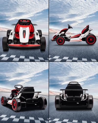 Kids Electric Drift Go Kart, 2-Speed, Max Load 110lbs, Red J335
