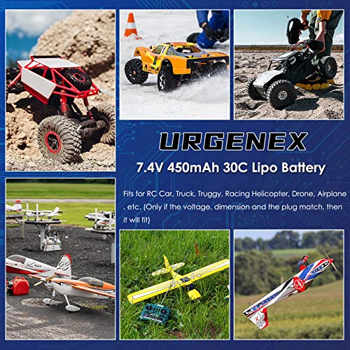 7.4V 2S 450mAh Lipo Battery with JST & PH2.0 Plug and USB Charger for RC Car Truck Drone U648079