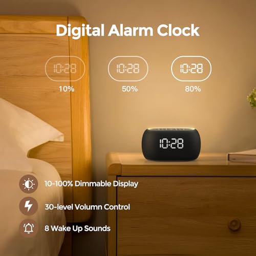 White Noise Sound Machine Alarm Clock with Bluetooth Speaker G270