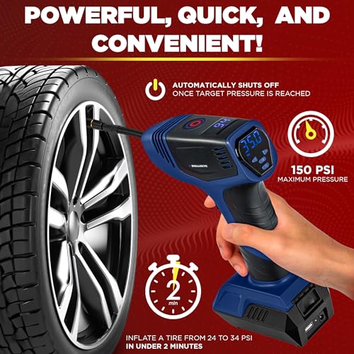 Portable Tire Inflator Air Compressor for Car Tires, 150PSI, 12V DC D119