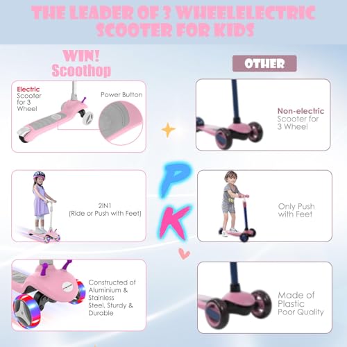 Electric Scooter for Kids Ages 3-8, 3 Wheel, Adjustable Height K687297