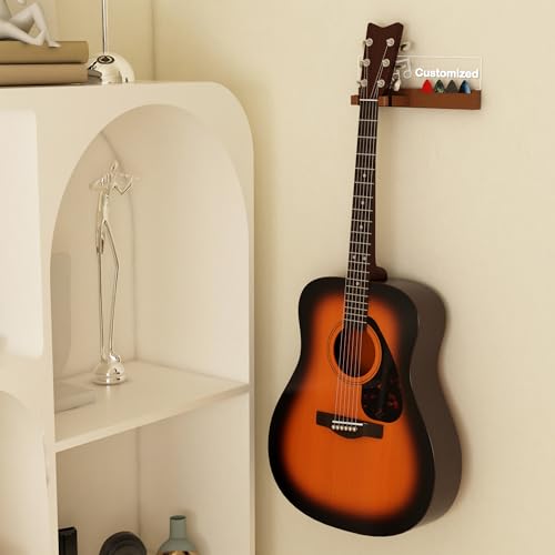 Guitar Wall Mount Stand with LED Lights, Solid Wood & Acrylic, USB-Powered F283