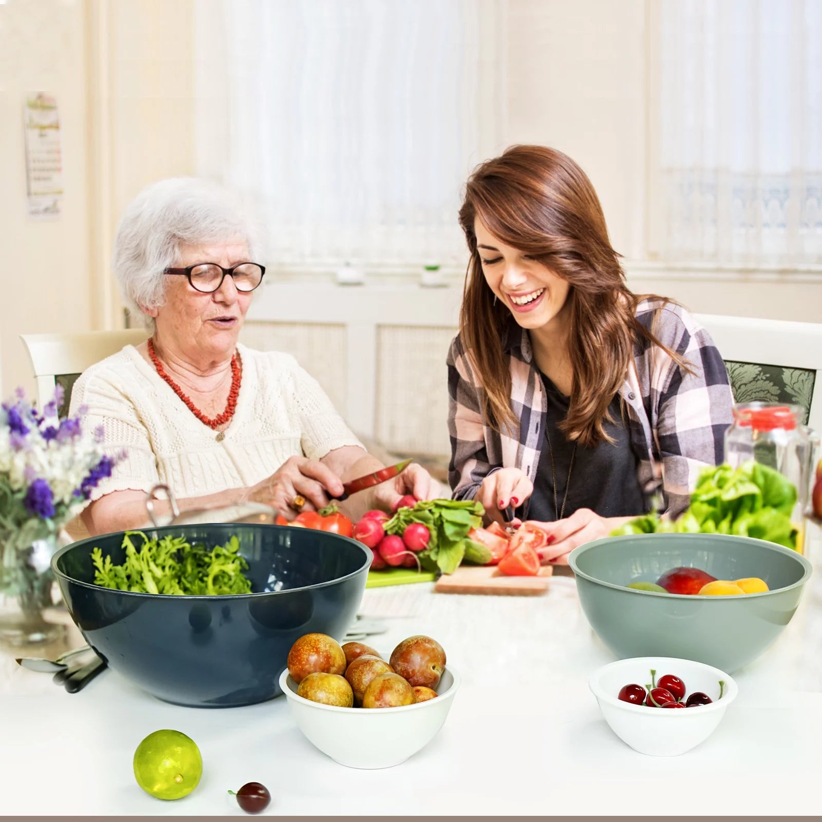 Mixing Bowls with Lids - 12 Piece Plastic Nesting Bowls Set U846