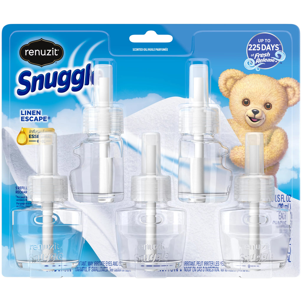 Renuzit Snuggle Scented Oil Plug In Refills Air Fresheners, Linen Escape, 5 Count
