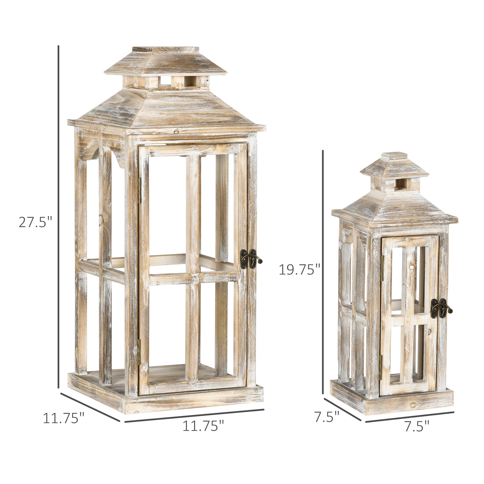 Rustic Wooden Lantern 2-Pack for Indoor Outdoor Decor N894374