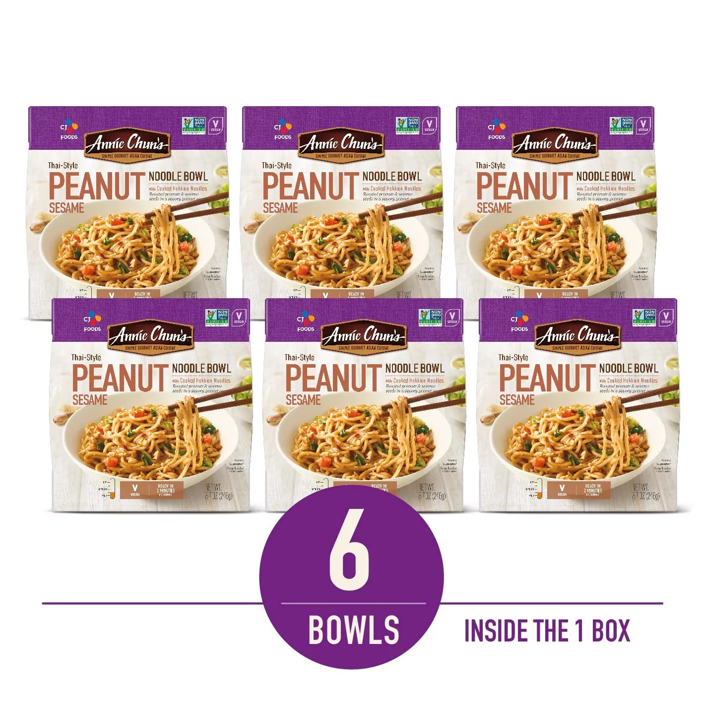 Peanut Sesame Noodle Bowl, Vegan, 8.7 oz (Pack of 6) B283676