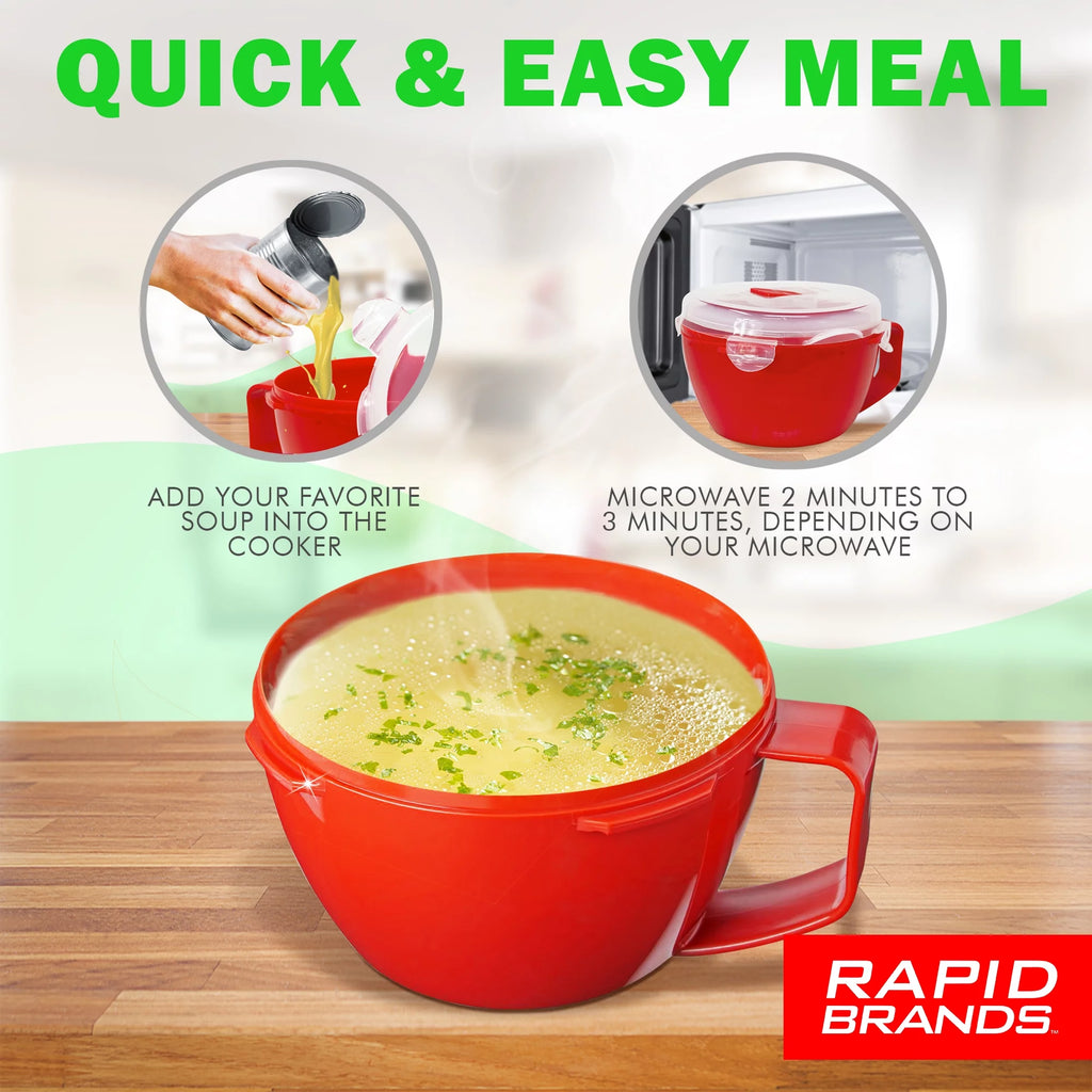 Noodle & Soup Bowl, Microwaveable, BPA-Free, Red C784