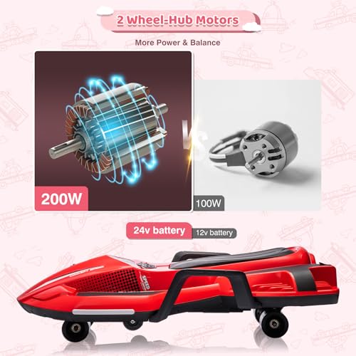 24V Electric Ride On Toy for Kids, Drift Cart with Side Handlebars, LED Lights & Music J79370