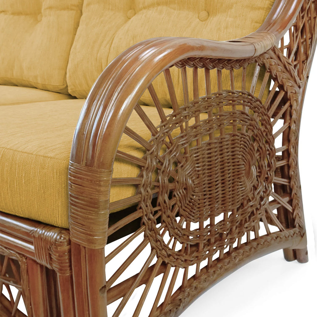Three-Seater Rattan Wicker Sofa with Light Brown Cushions Q289