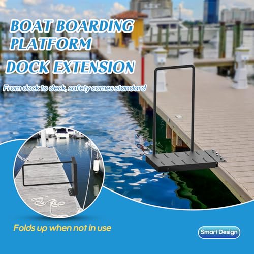 Boat Boarding Platform with Safety Handrail, Powder-Coated, 500Lb Capacity X5650