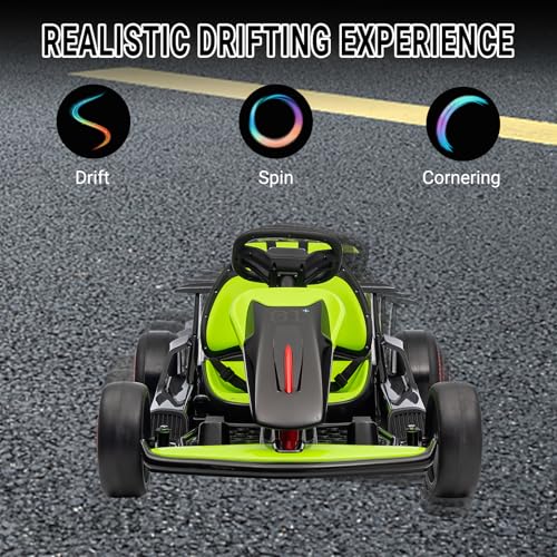 Kids Go Kart, 24V Electric Drift Car, 2-Speed Ride On Toy for Boys Girls 6+ V958