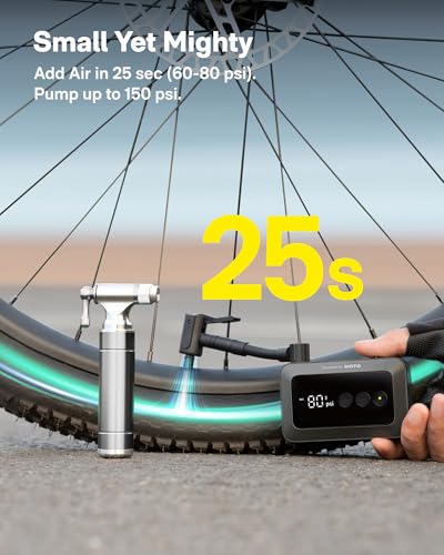 Mini Bike Tire Pump, 150PSI Portable Electric Air Pump with Gauge C8174