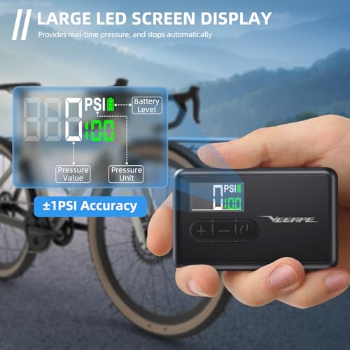 Mini Bike Tire Pump - 120PSI Portable Electric Bicycle Pump with Type-C Rechargeable Battery I70580