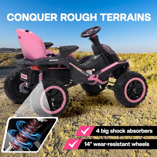 24V Ride on Toy for Big Kids with 4 Motors and Bluetooth Speaker R859