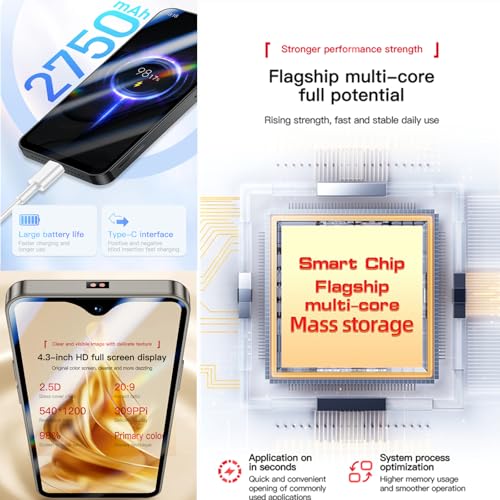 3G Mini Smartphone 3.0 Inch WiFi GPS Quad Core Android 8.1 Slim Body HD Camera Dual SIM 2GB RAM 16GB ROM Light Blue N593465