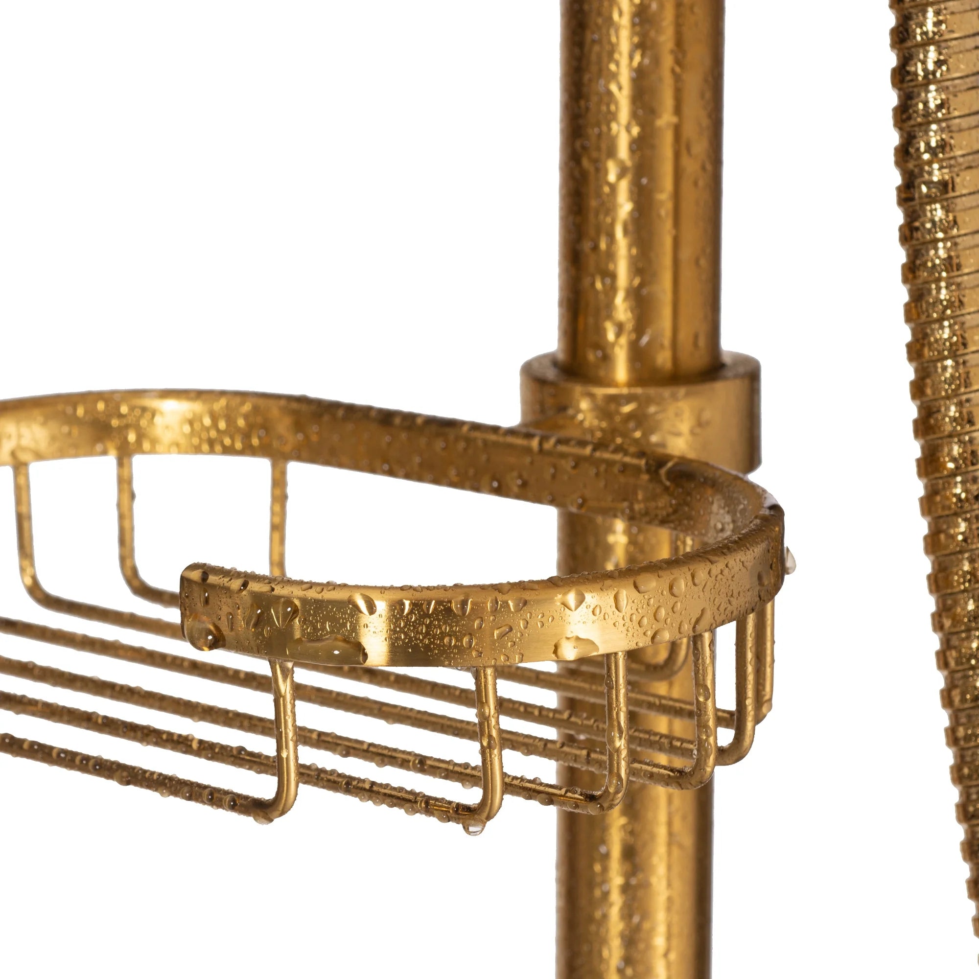 Kauai III Shower System with 8" Rain Showerhead, 5-Function Hand Shower, Adjustable Slide Bar and Soap Dish, Brushed Gold Finish V276