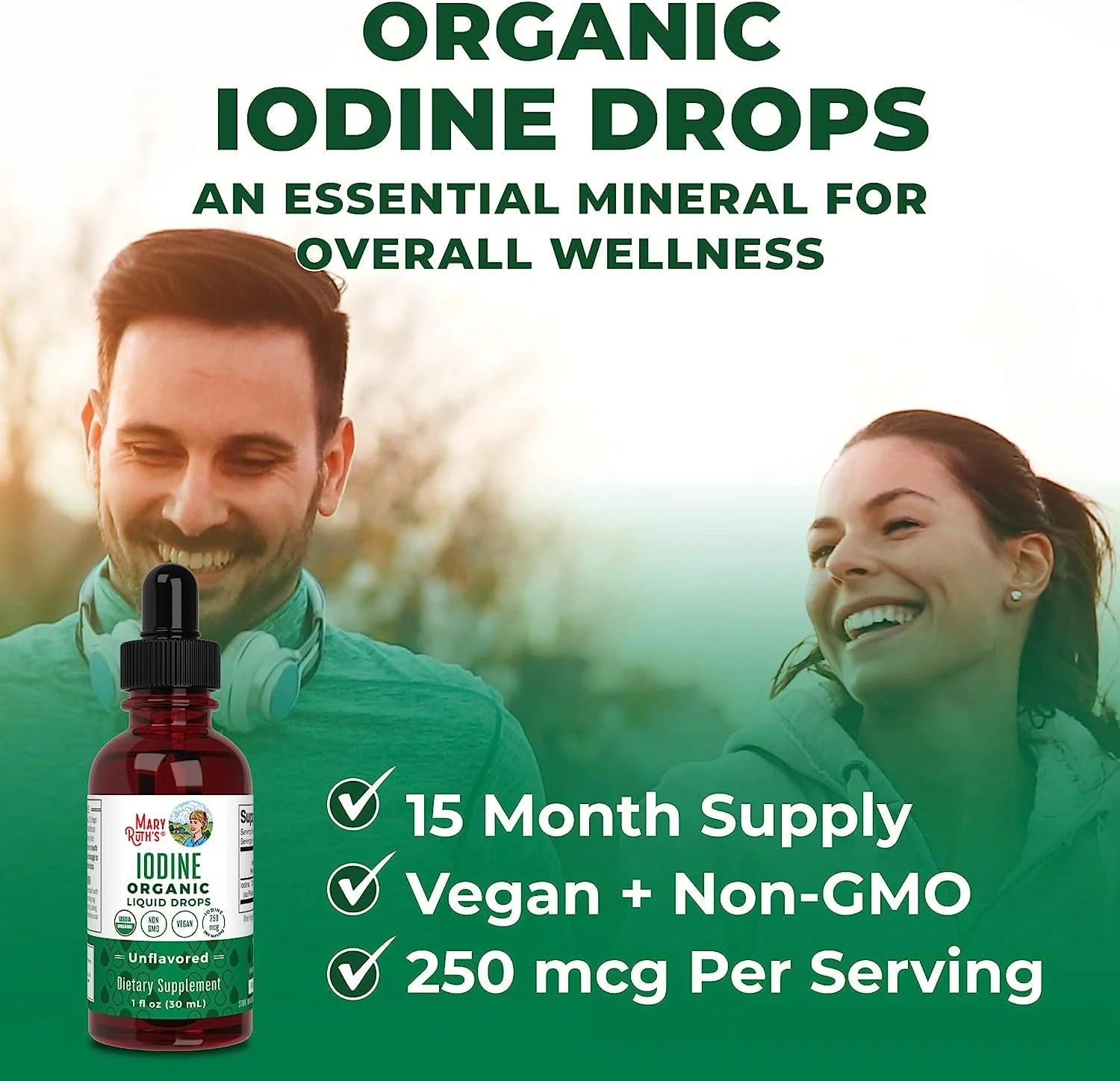 Potassium Iodine Supplement Drops, USDA Organic, Vegan, 450 Servings Q784