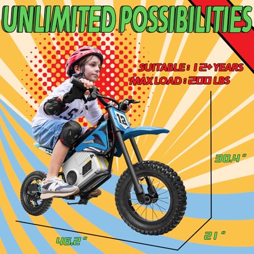 Electric Dirt Bike for Kids 8-14, 36V 350W, Off-Road Motorcycle I642