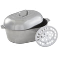 Imusa 15 inch Cajun Oval Heavy Duty Cast Aluminum Roaster Pan with Lid and Roasting Tray, 1 Count