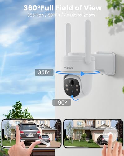 Wireless Outdoor Security Camera, 360° Pan Tilt, Color Night Vision J583888