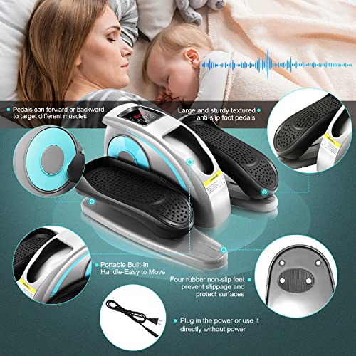 Under Desk Elliptical, Electric Leg Exerciser for Seniors, Portable Seated Foot Pedal with Remote X102