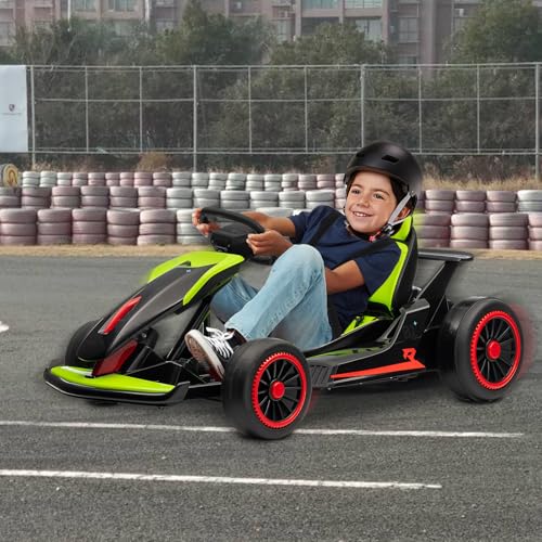 Kids Go Kart, 24V Electric Drift Car, 2-Speed Ride On Toy for Boys Girls 6+ V958