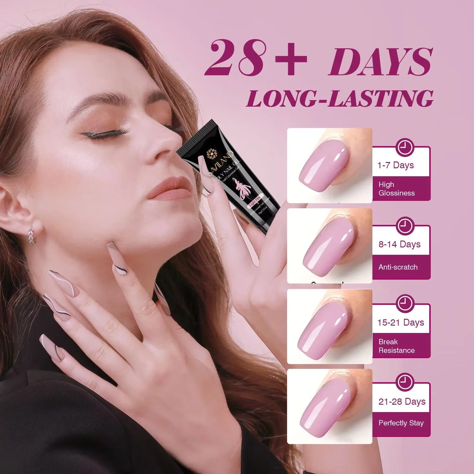 Poly Extension Gel Nail Kit with Nail Lamp, Base and Top Coat M586