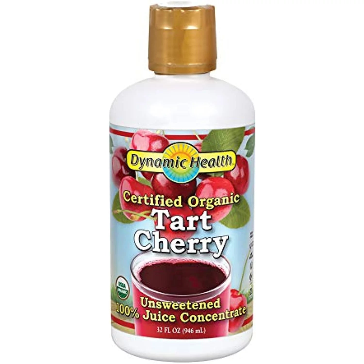 Dynamic Health Organic Tart Cherry | Unsweetened 100% Juice Concentrate | Vegan, Gluten Free, Bpa Free (32Oz)
