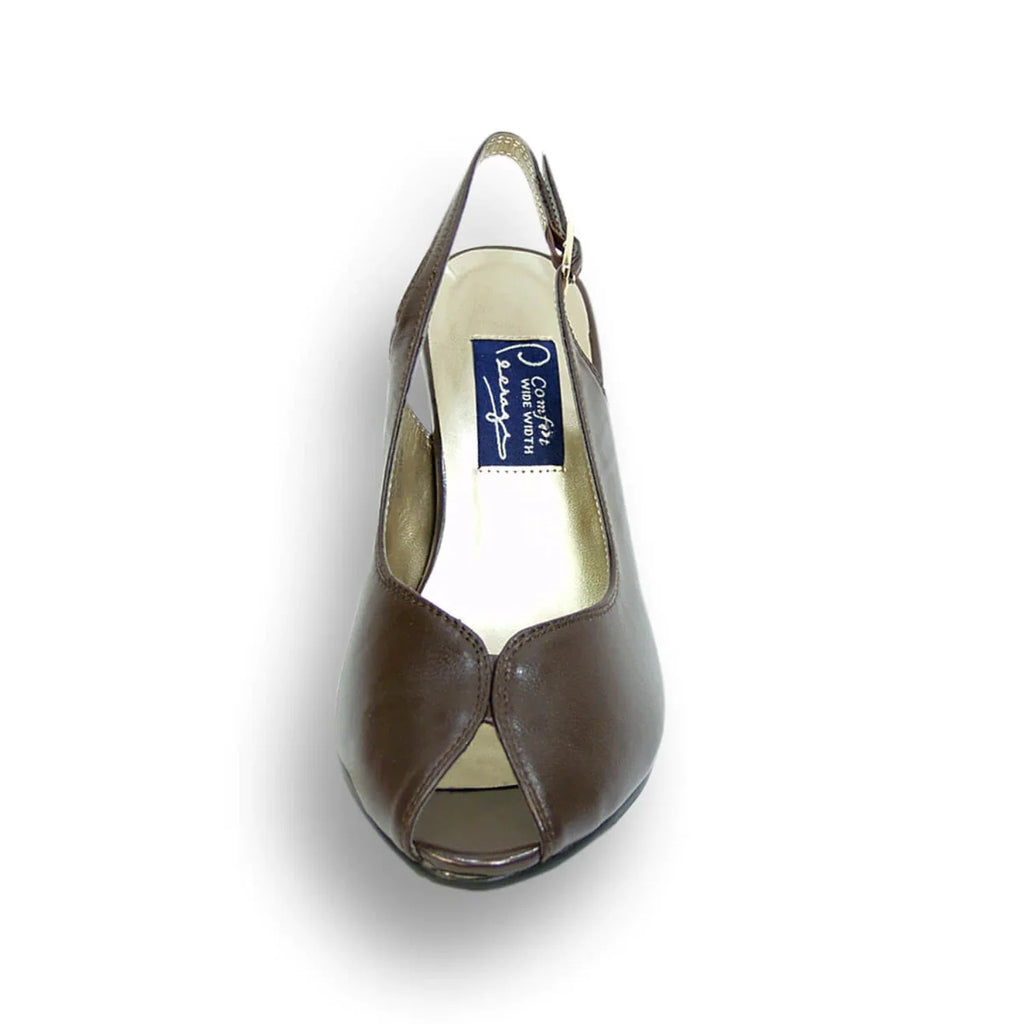 Women's Wide Width Leather Slingback Pumps L851
