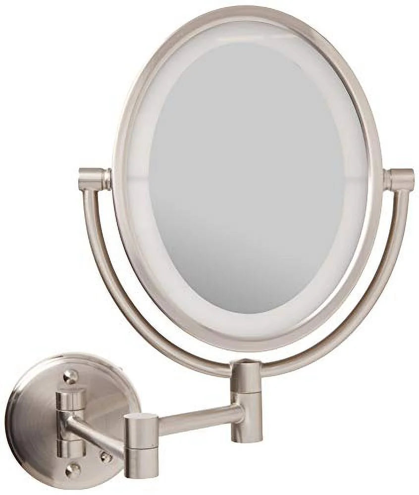 Oval Wall-Mounted Lighted Makeup Mirror with 10X-1X and 15X Spot Magnification H2780