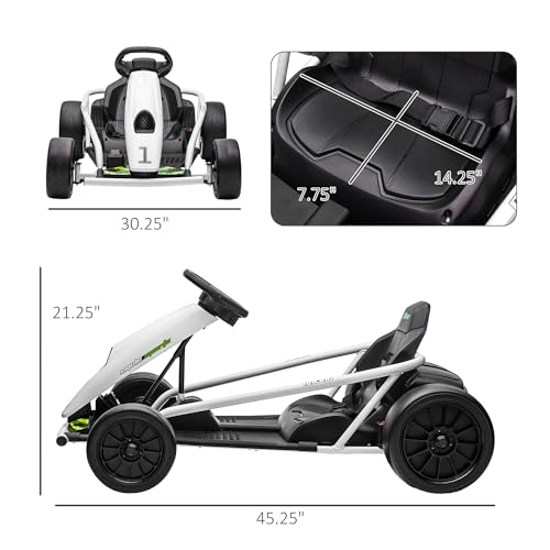 Electric Go Kart Drifting Ride On Toy for Kids 8-12, White C609