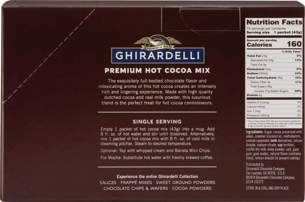 Hot Cocoa Envelopes, Double Chocolate, 1.5 oz, Pack of 15 A8005