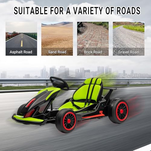 Kids Go Kart, 24V Electric Drift Car, 2-Speed Ride On Toy for Boys Girls 6+ V958
