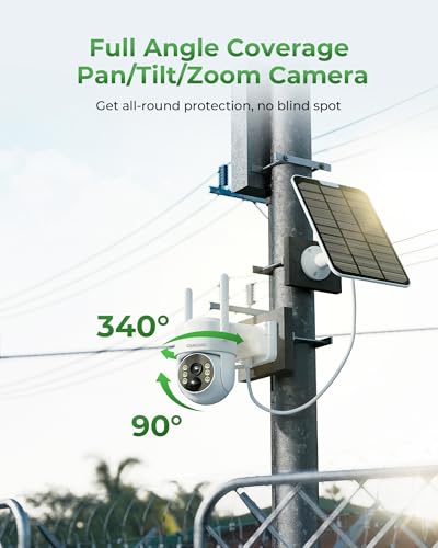 Solar Security Cameras Wireless Outdoor with 10" Monitor, 2K Color Night Vision, 2-Way Audio R5350