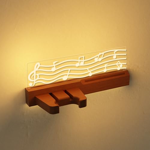 Guitar Wall Mount Stand with LED Lights, Solid Wood & Acrylic, USB-Powered F283