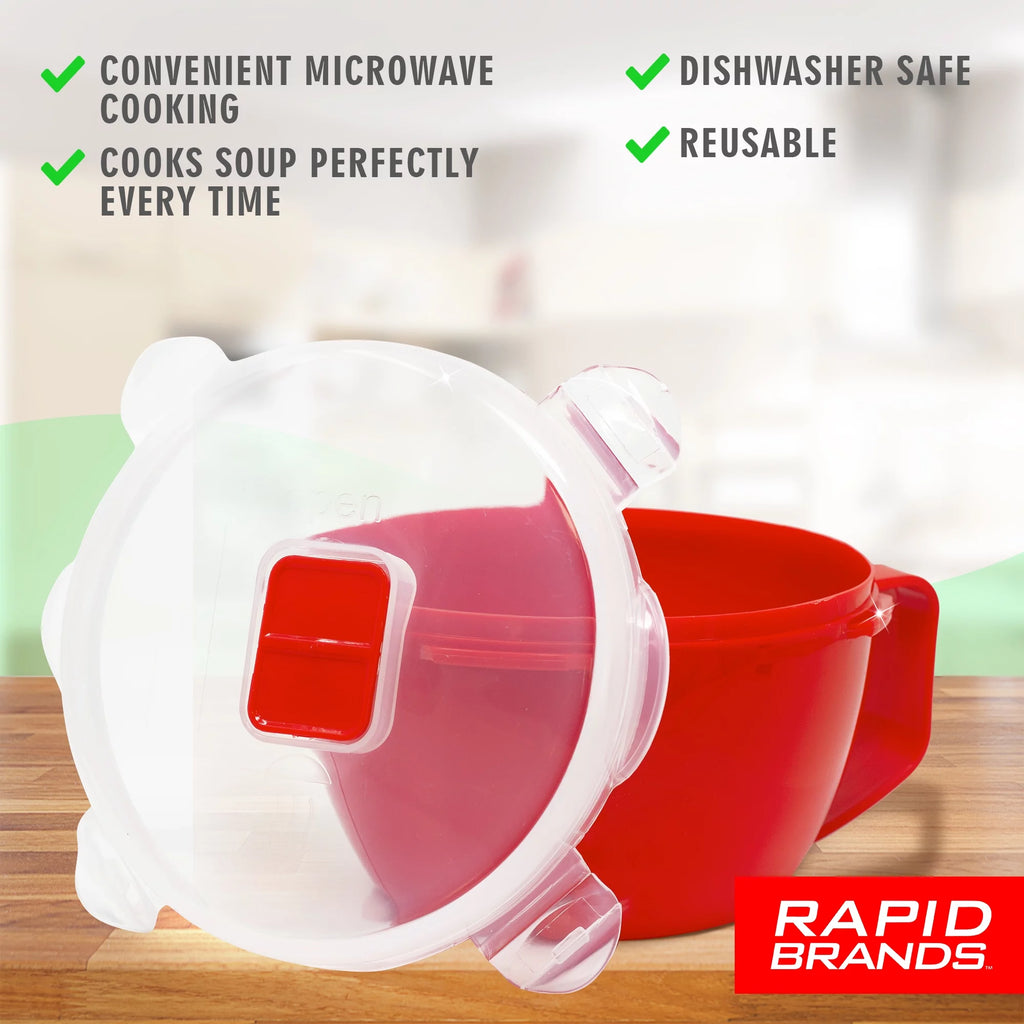 Noodle & Soup Bowl, Microwaveable, BPA-Free, Red C784
