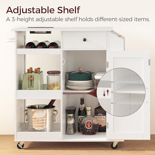 Kitchen Island with Power Outlet and Drawer, Rolling Cart on Wheels R667501