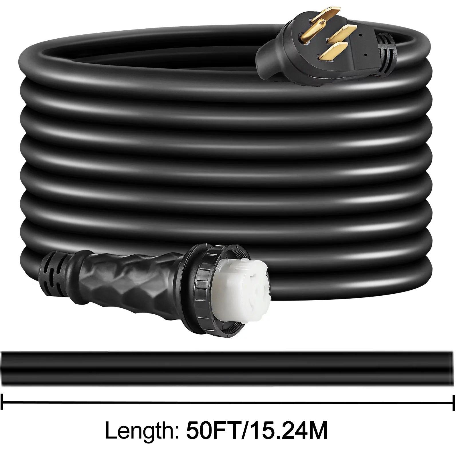 50 ft 50 Amp RV Shore Power Extension Cord, Weatherproof Heavy Duty Twist Lock P166