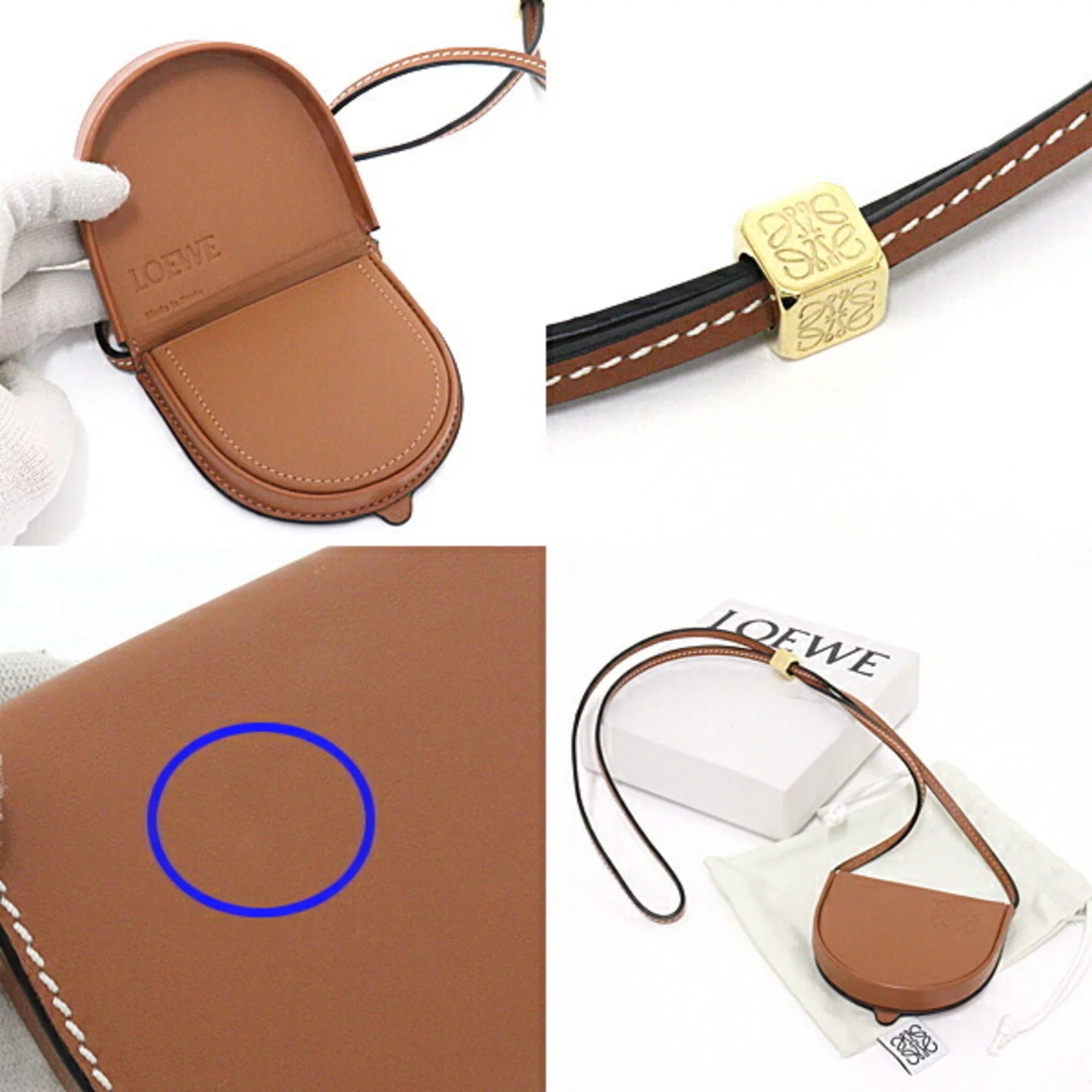 Pre-Owned Heel Pouch Mini Soft Calf Tan Neck Shoulder Crossbody Coin Case C388