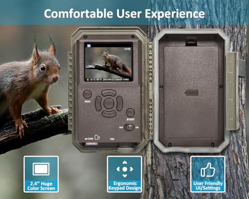 Trail Camera, 64MP 1296p, Night Vision, Motion Activated, Waterproof U4495