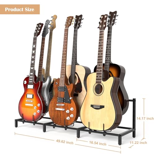 Guitar Rack, 3-Piece Floor Stand with Amp Support, Adjustable Holder for Multiple Instruments H140