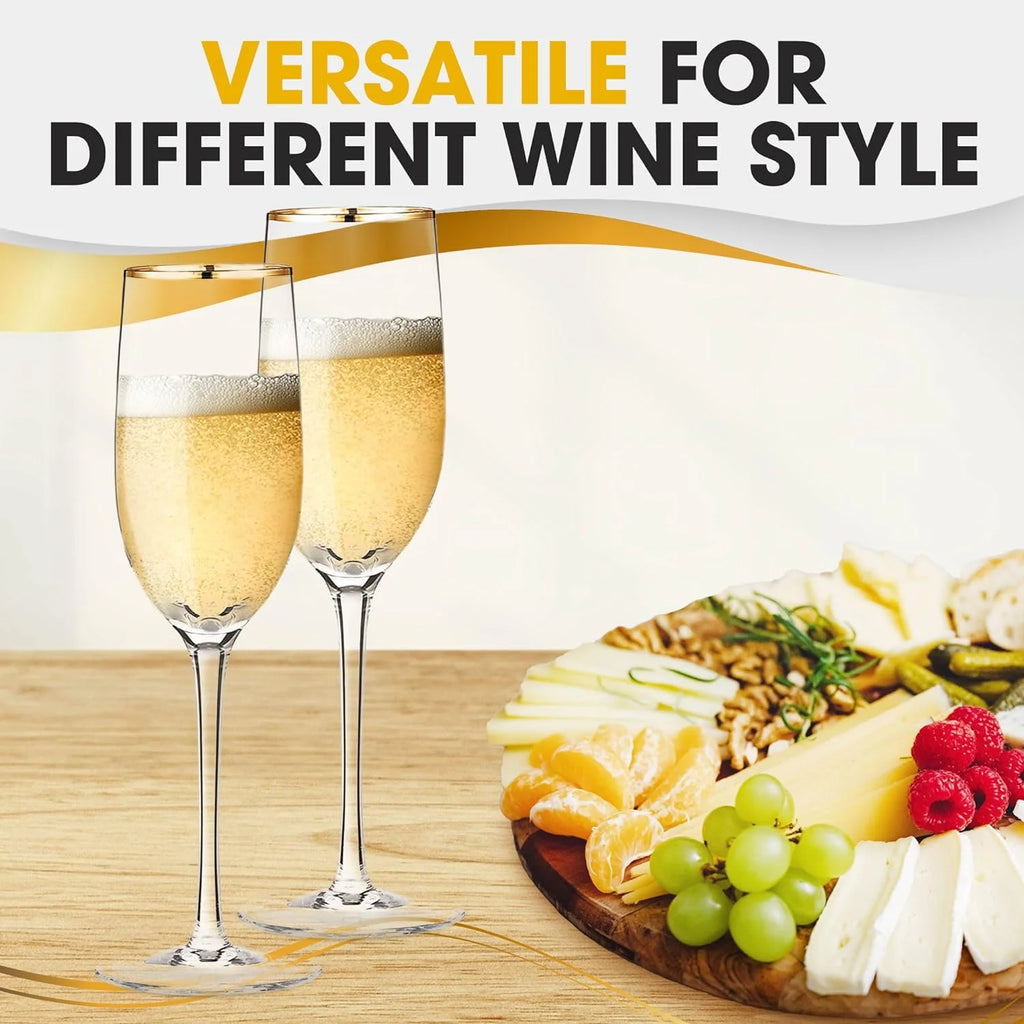 Champagne Flutes with Rim, 7.7 oz, Set of 2 Y55461
