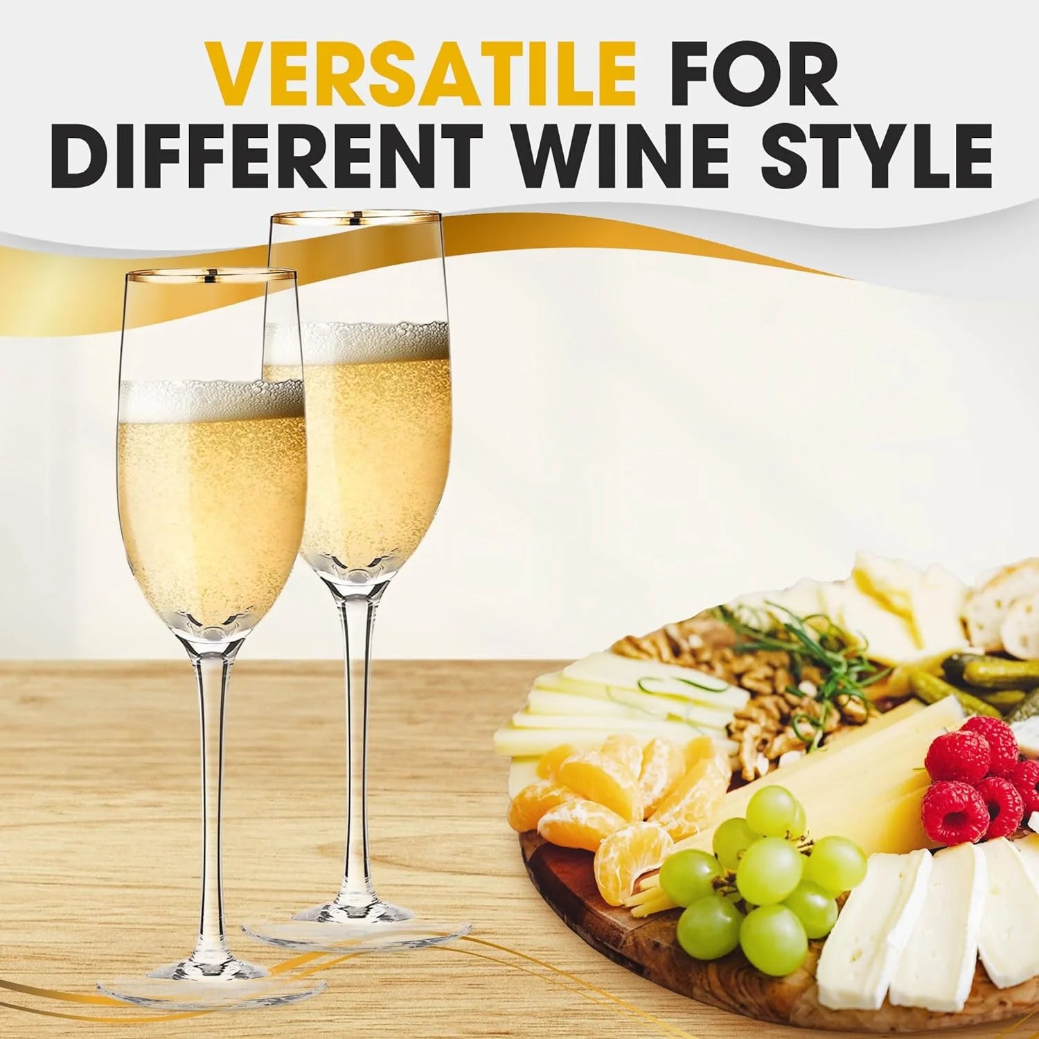 Champagne Flutes with Rim, 7.7 oz, Set of 2 Y55461
