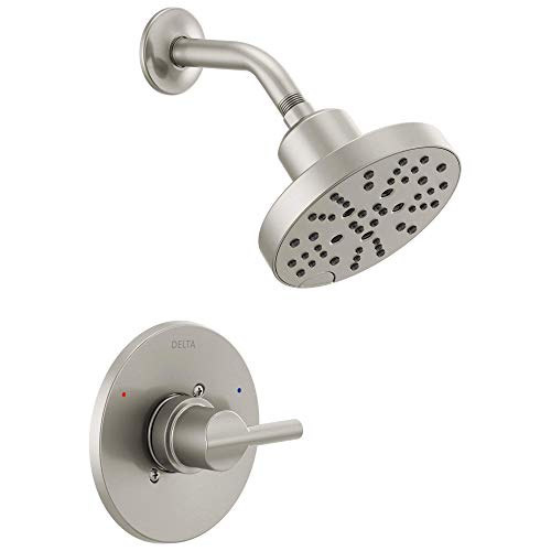 Delta Faucet Nicoli 14 Series Single-Handle Gold Shower Faucet, Shower Trim Kit with 5-Spray H2Okinetic Shower Head, Champagne Bronze 142749-CZ (Shower Valve Included)
