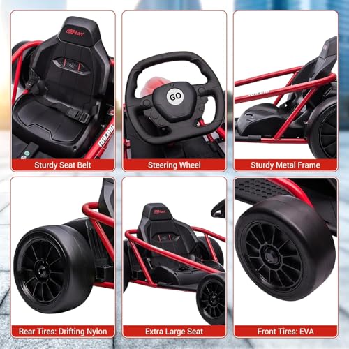 Electric Drift Kart for Kids, 24V Ride On Toy with 2×300W Motors Z27187